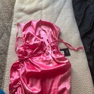 Fashion Nova Pink Ruched Babydoll Dress